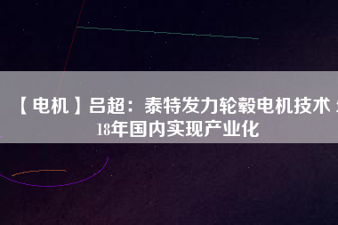 【電機】呂超：泰特發(fā)力輪轂電機技術 2018年國內實現(xiàn)產(chǎn)業(yè)化
          